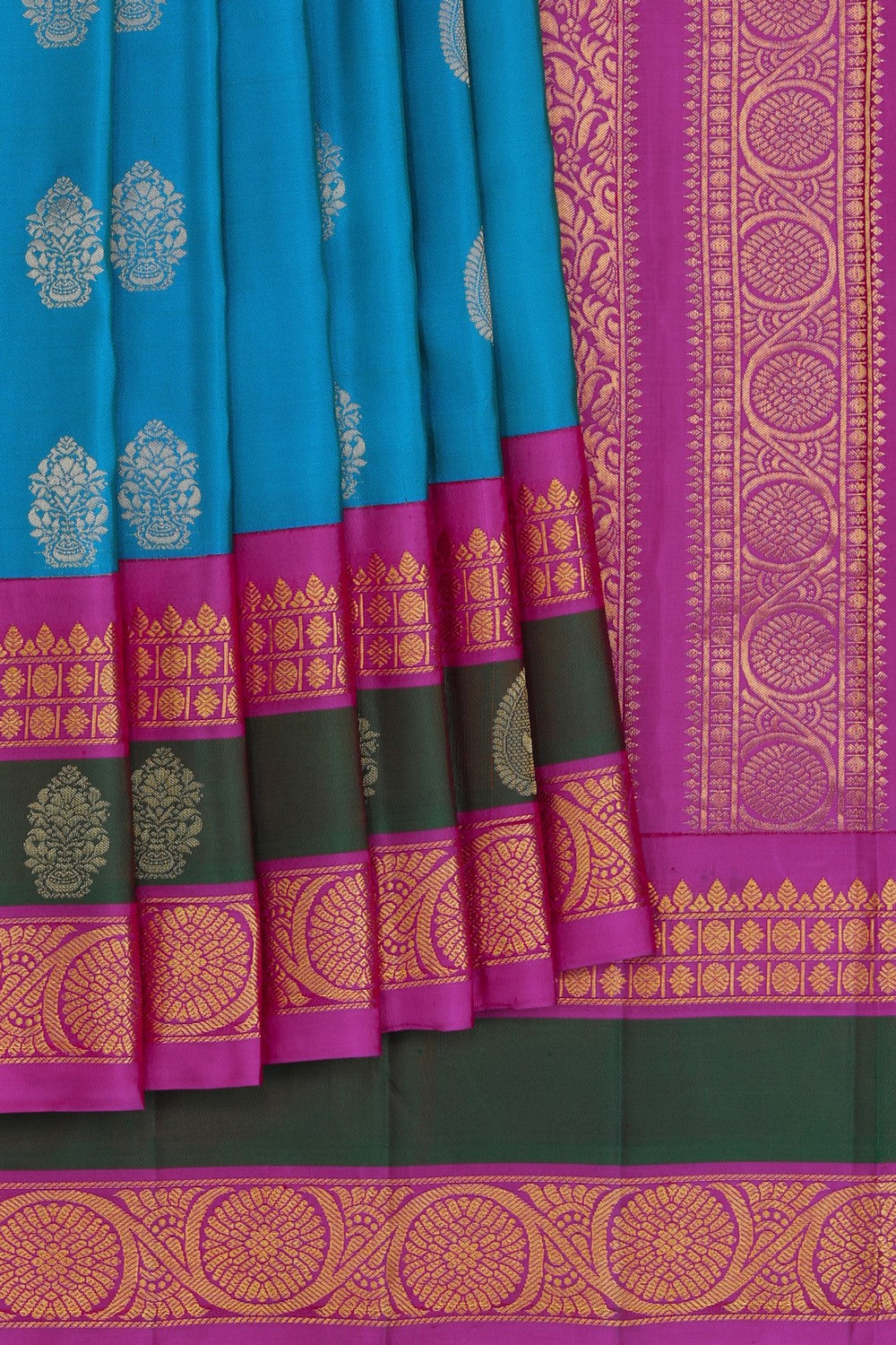 Kalanjali Gadwal Silk Blue Saree – Women's