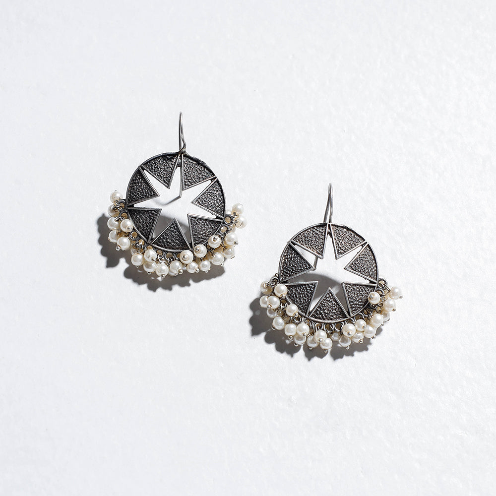 WHITE RIVER STORIES Antique Finish Oxidised German Silver Earrings - view 2
