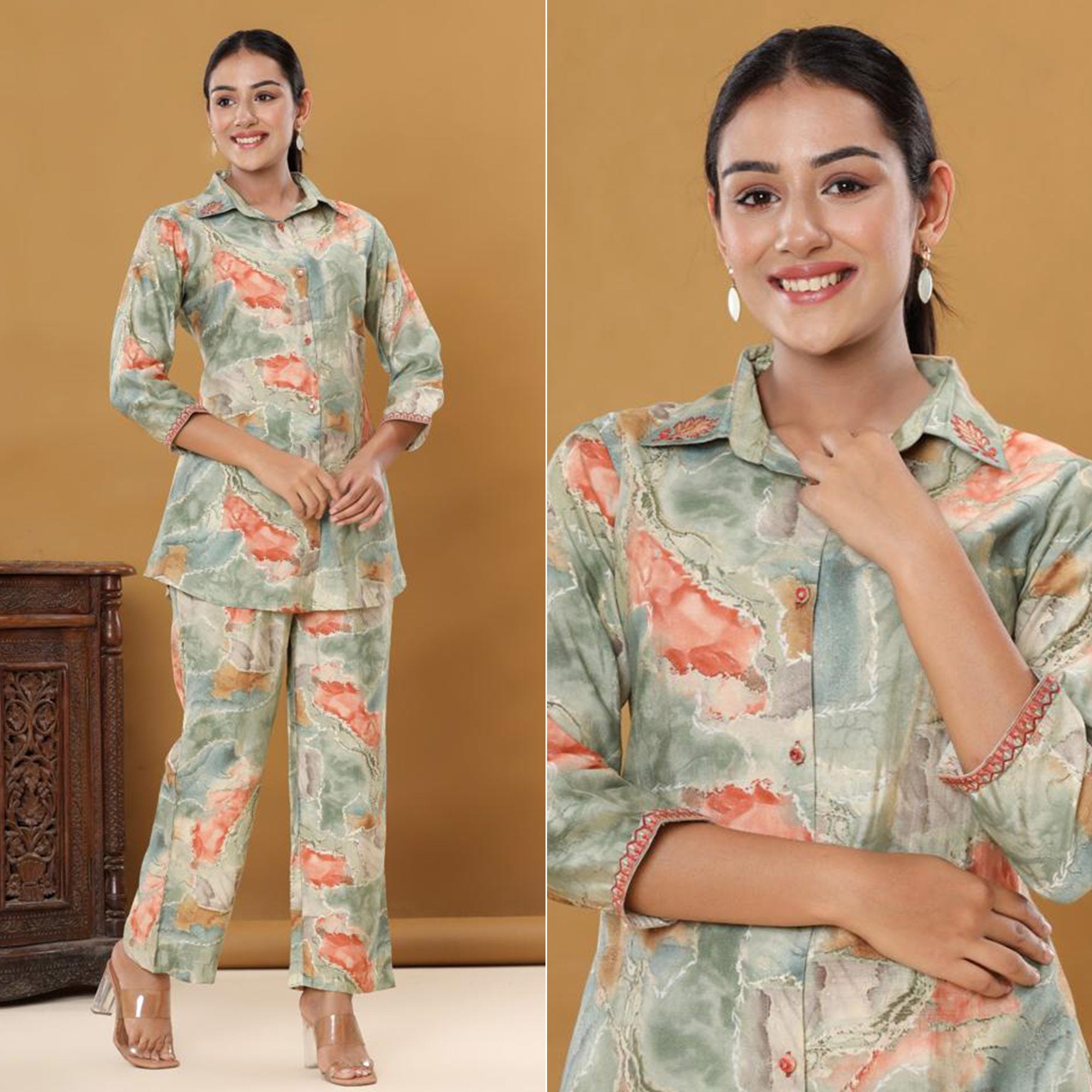 Green co-ords – BlackTree green-printed-muslin-co-ord-set