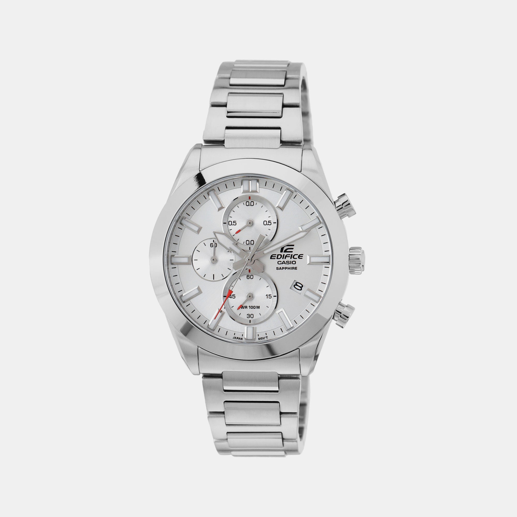 Casio Edifice Men Quartz Silver Dial Chronograph Stainless Steel Watch ED582