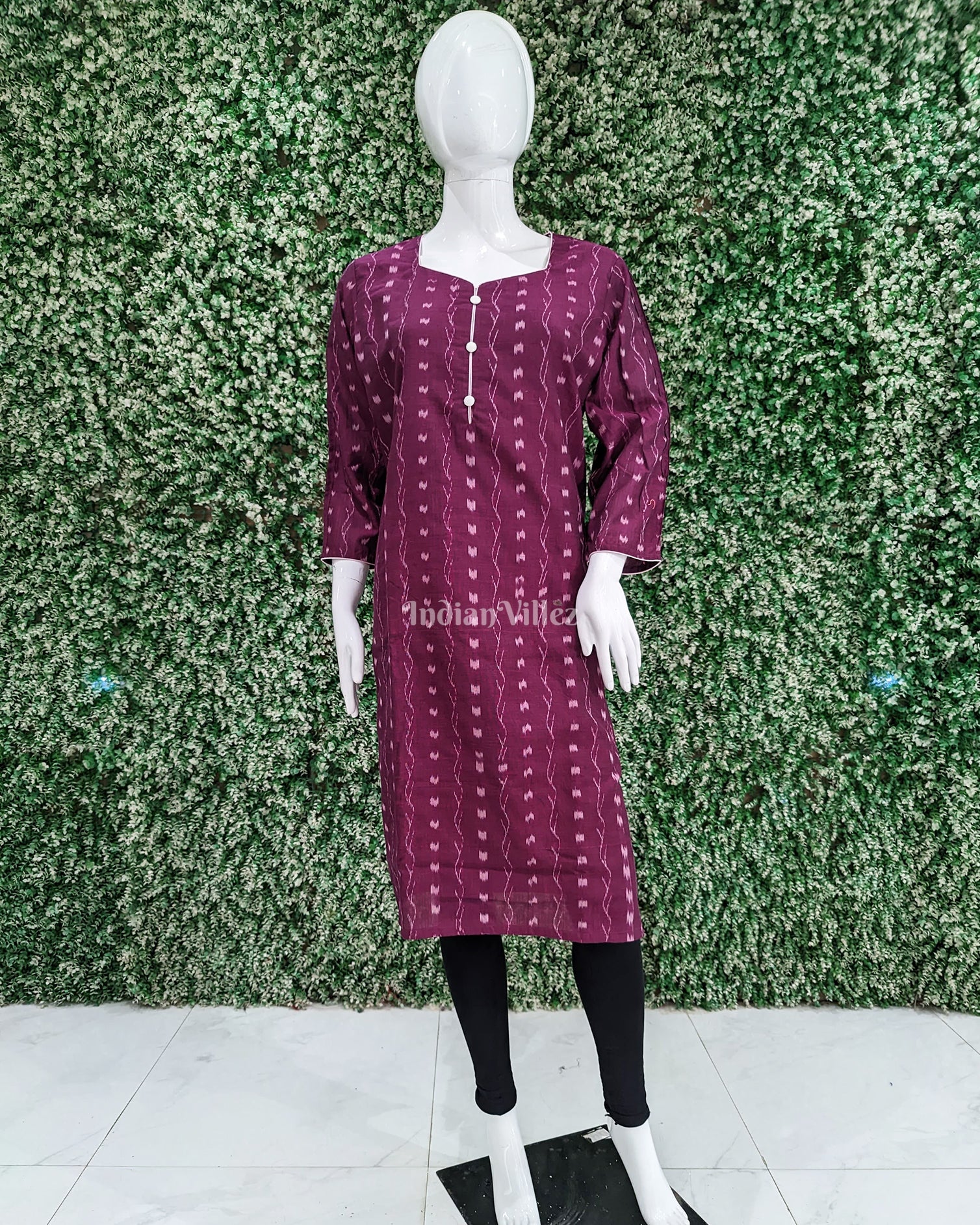 IndianVillèz Wine Butta design Odisha Ikat Designer Cotton Kurti for Women