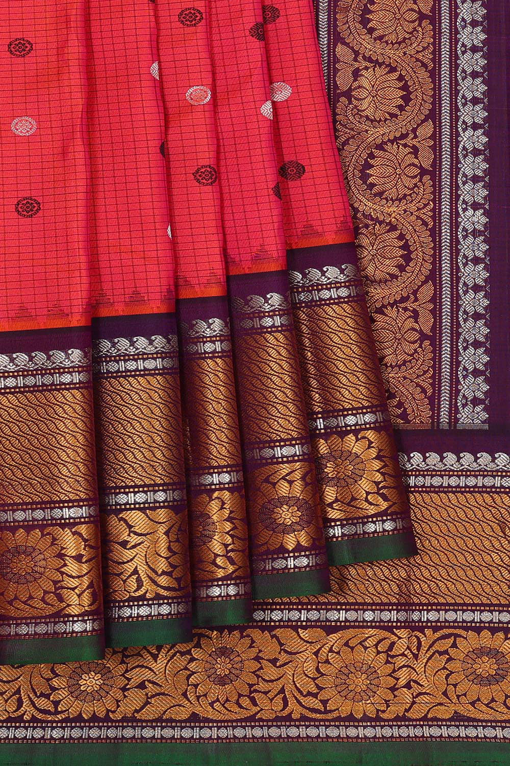 Kalanjali Gadwal Silk Pinkish Red Saree – Women's