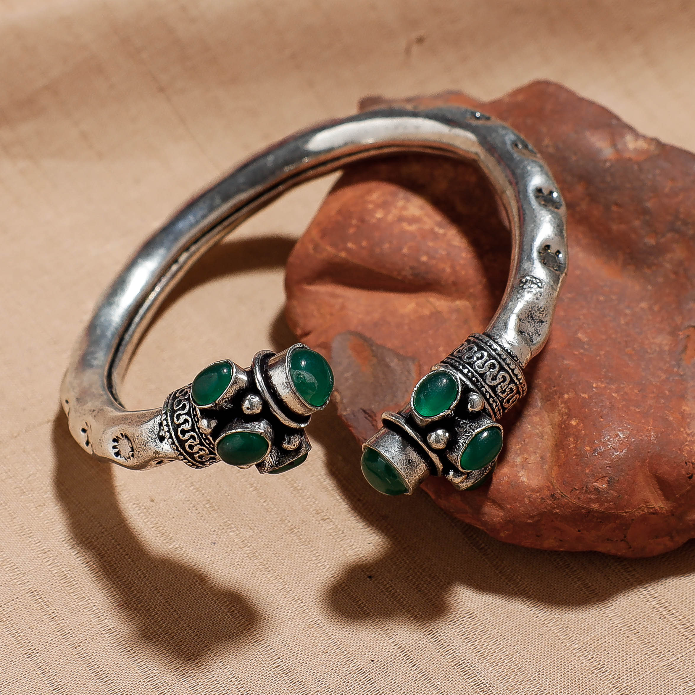 WHITE RIVER STORIES Antique Finish Oxidised German Silver Kada / Bracelet - view 2
