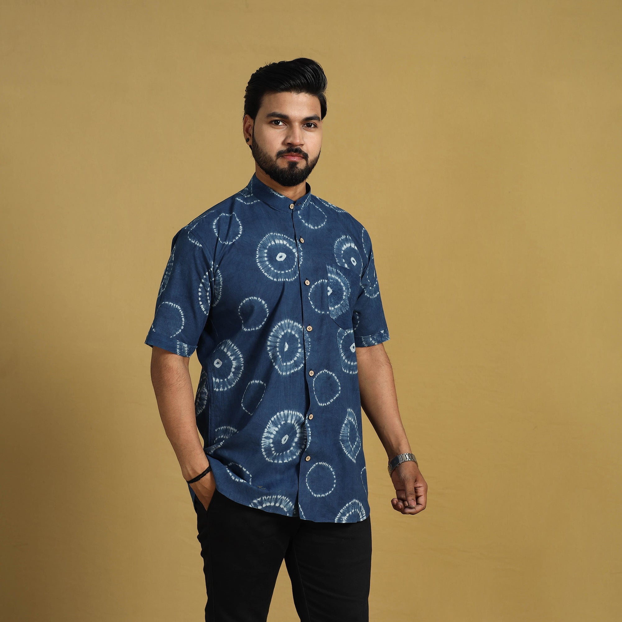 ITOKRI CASUALS Blue - Half Sleeve Tie & Dye Cotton Men Shibori Shirt 11 - view 5