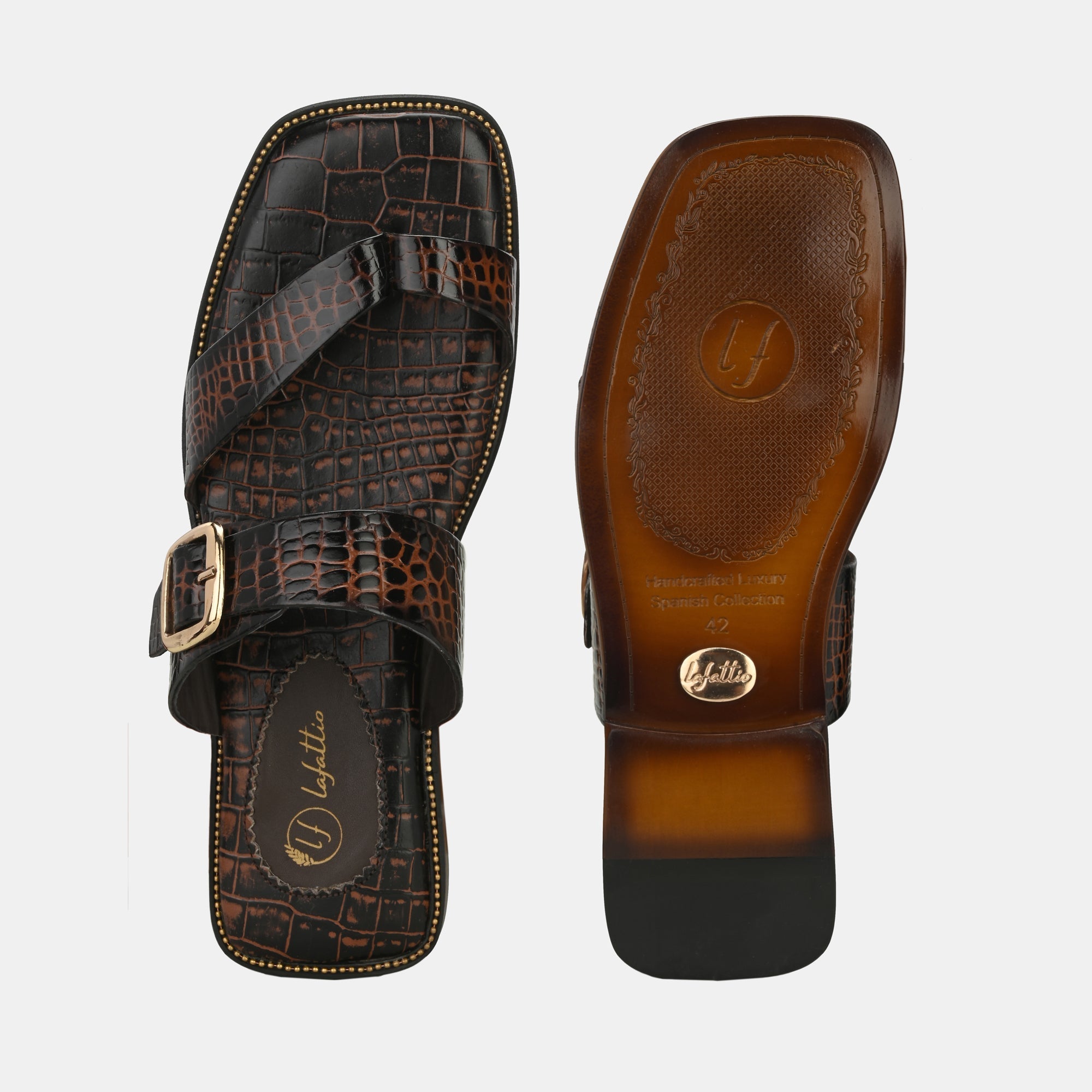 Colour Blocked Buckled Slippers By Lafattio - view 3