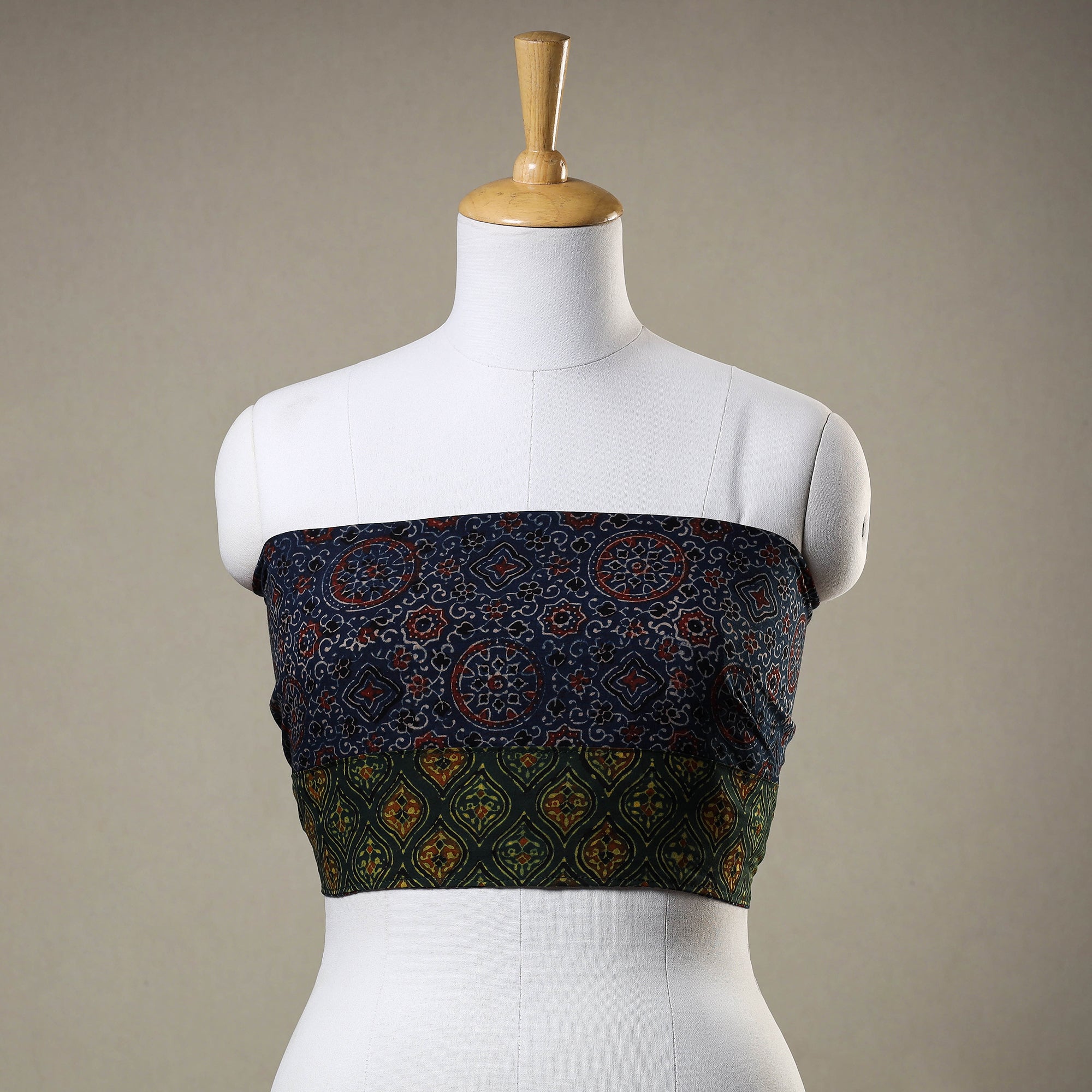 NOORI BAZAR Blue - Ajrakh Block Printed Cotton Blouse Piece
