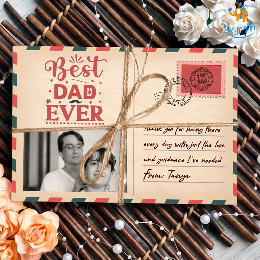 Chitra Chaya Personalized Best Dad Ever Wooden Postcard - view 2