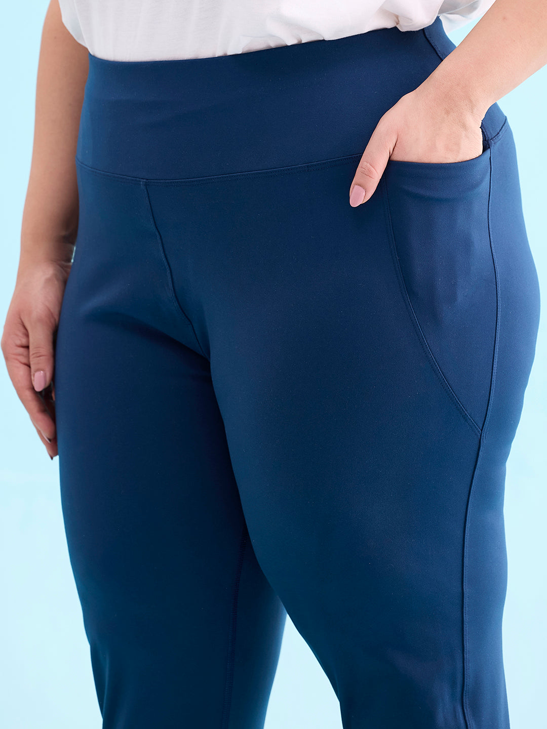Go Colors Women Solid Teal High Rise Training Capri - view 3