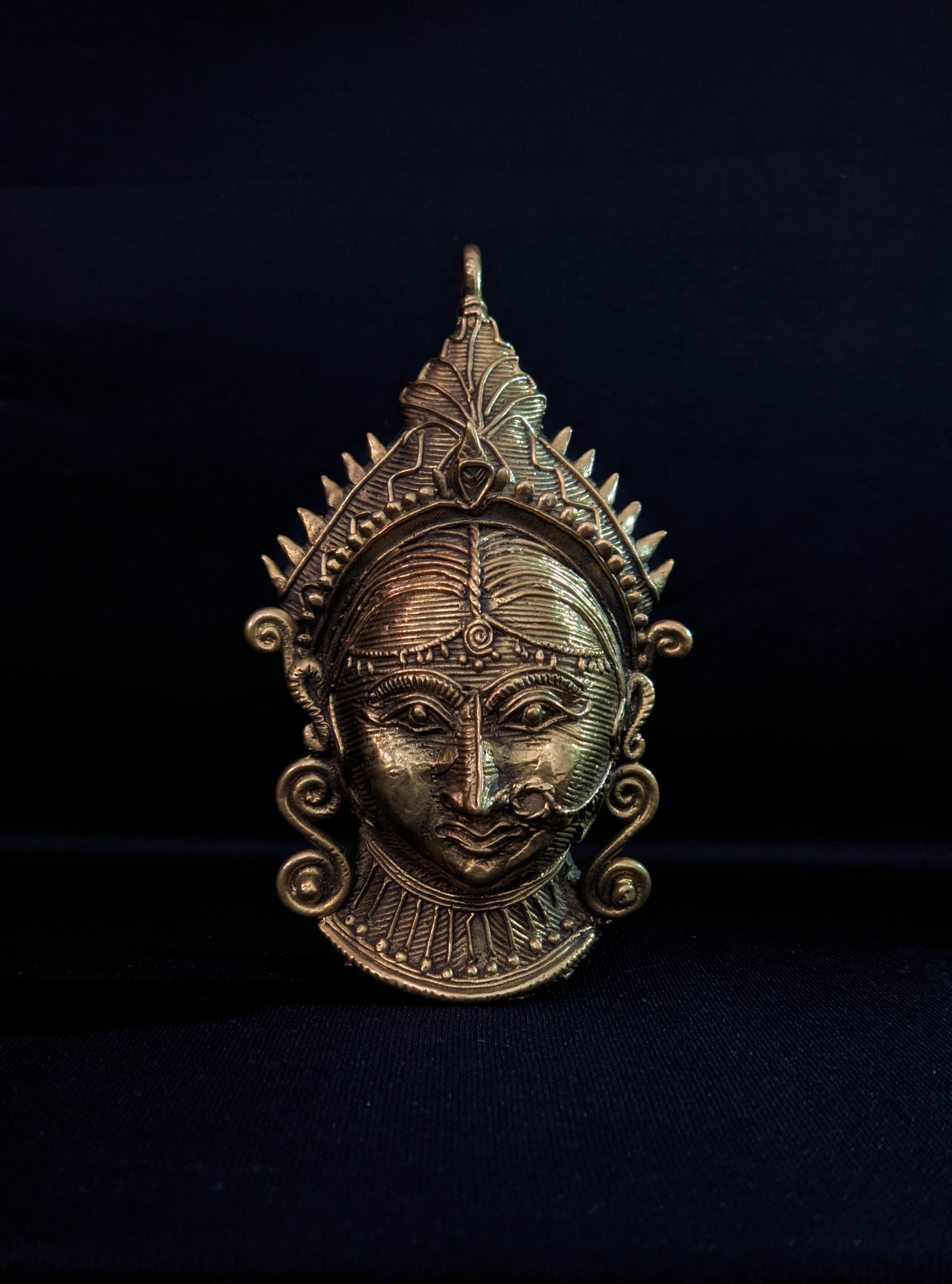 IndianVillèz Handmade Dhokra Maa Durga Face Pendant