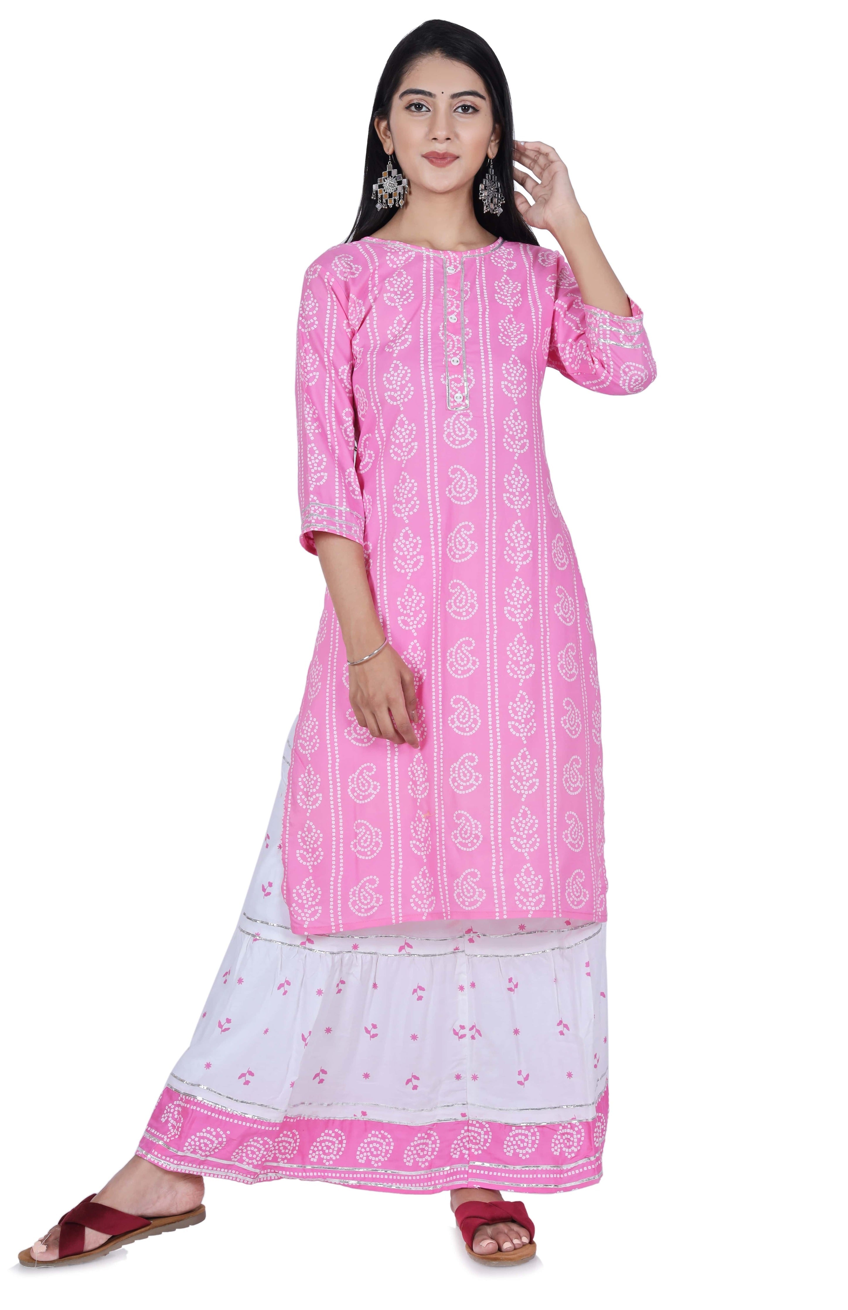 Fab Alchemy Light Pink Cotton Kurta and Skirt Set