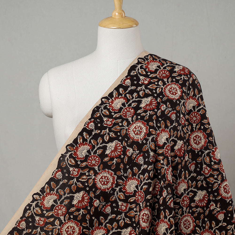 HAVELI CHRONICLES Black with Gulshan Bagh Bagru Block Print Cotton Fabric 04