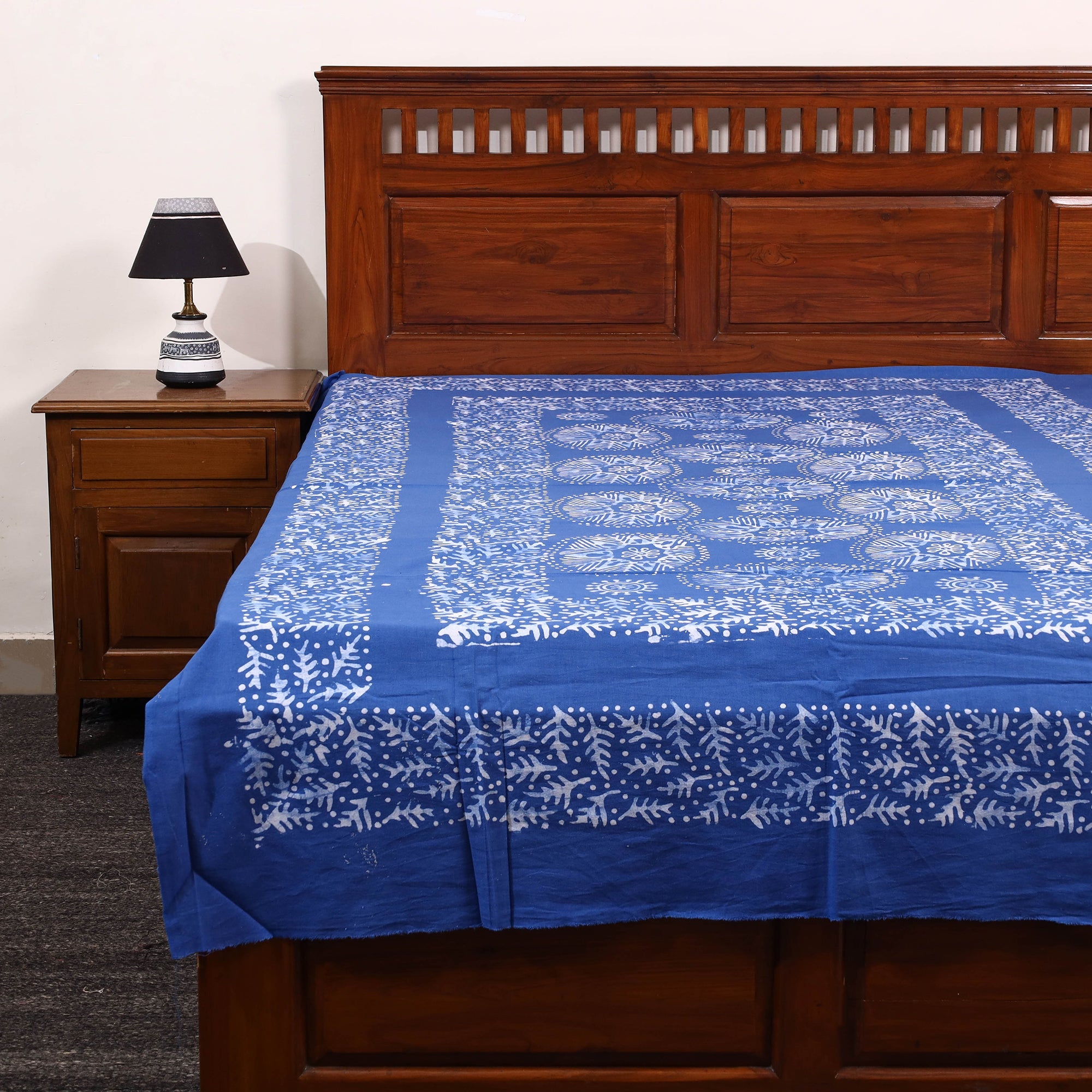BATIK BY MD. SHARIFF Blue - Cotton Hand Batik Print Single Bedsheet (91 x 57 ) 38