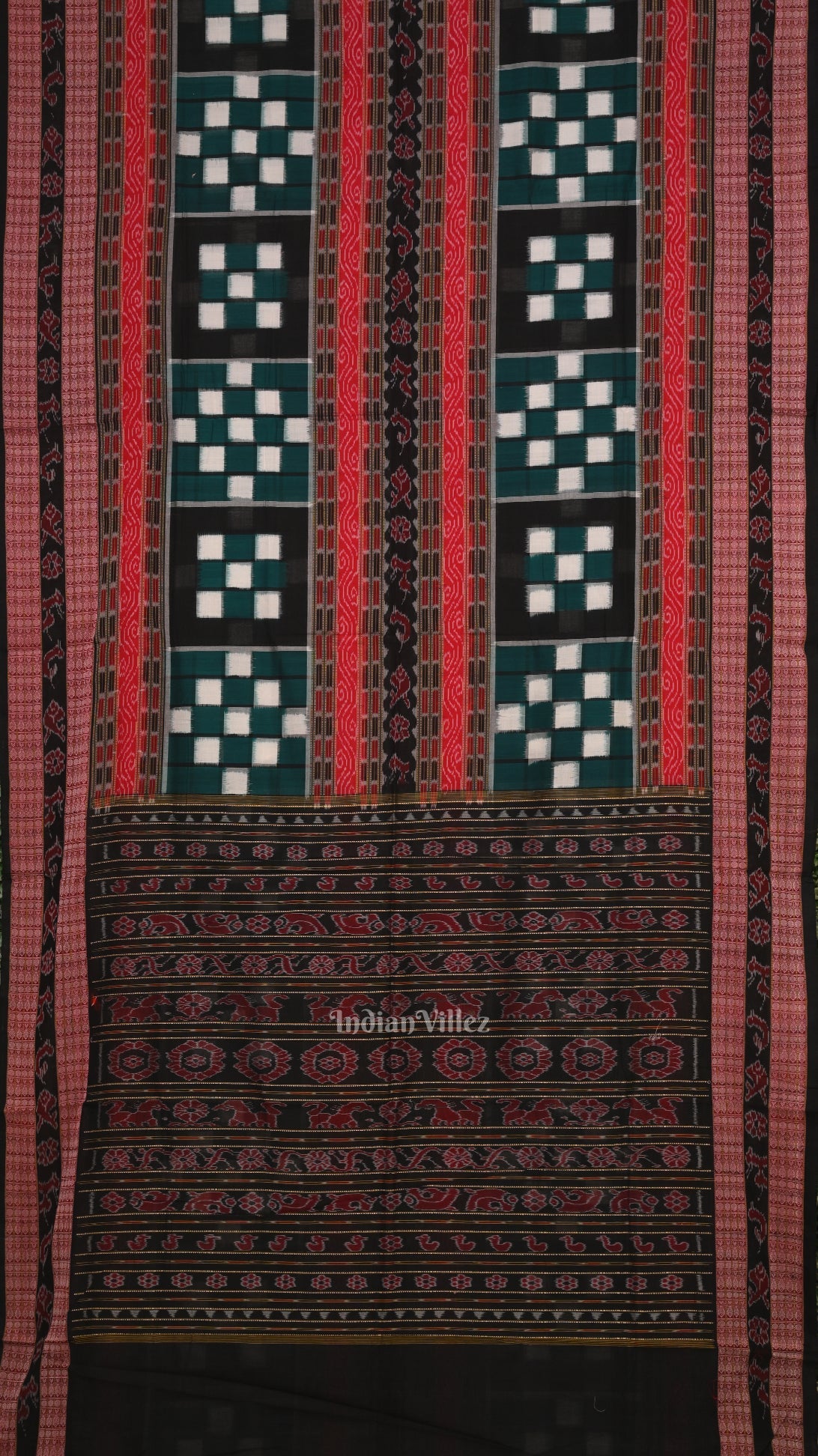 IndianVillèz Multi Color Odisha Sambalpuri Pure Cotton Pasapali Saree
