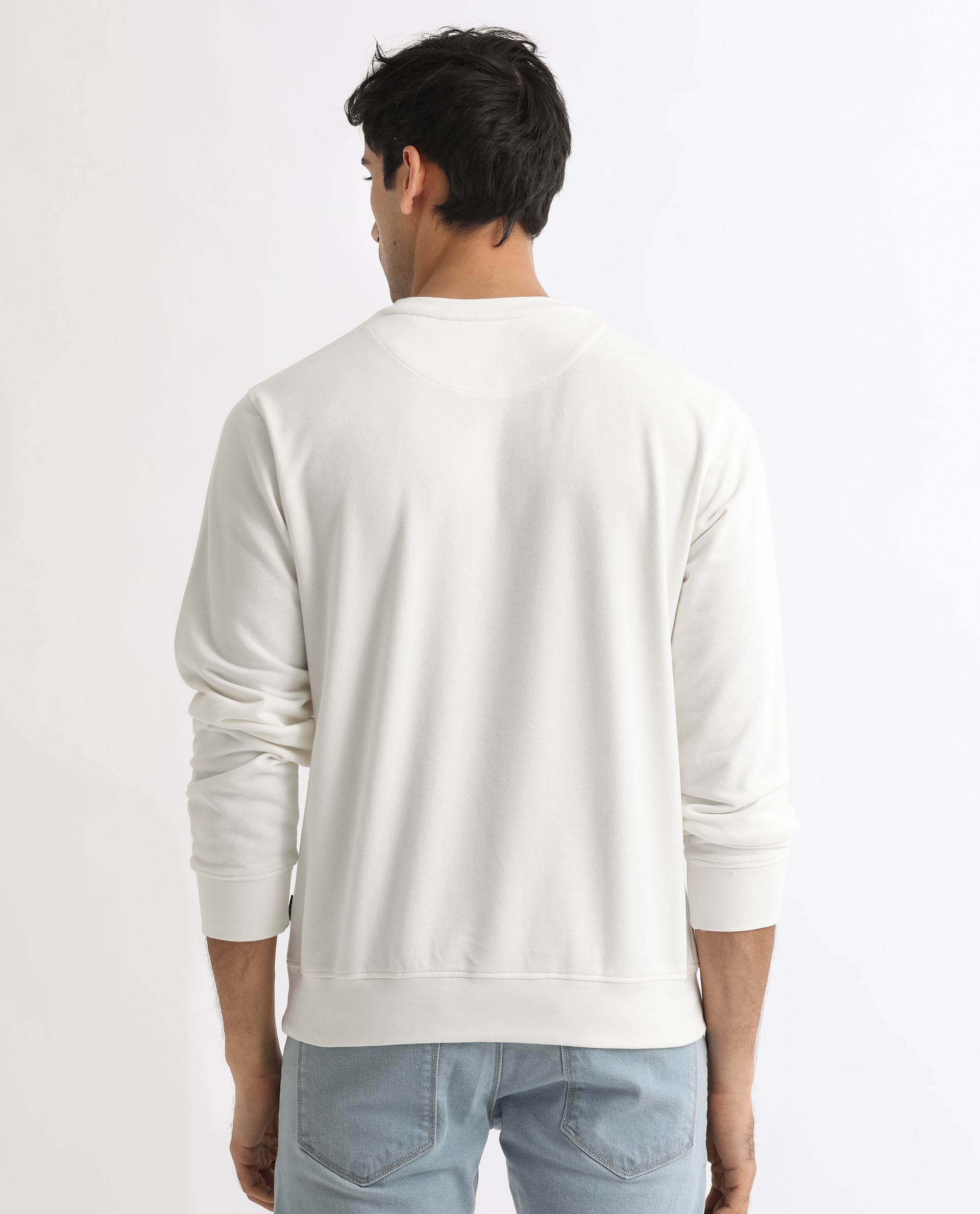 Rare Rabbit Men'S Lintz Off White Sweatshirt Full Sleeves Solid - view 8