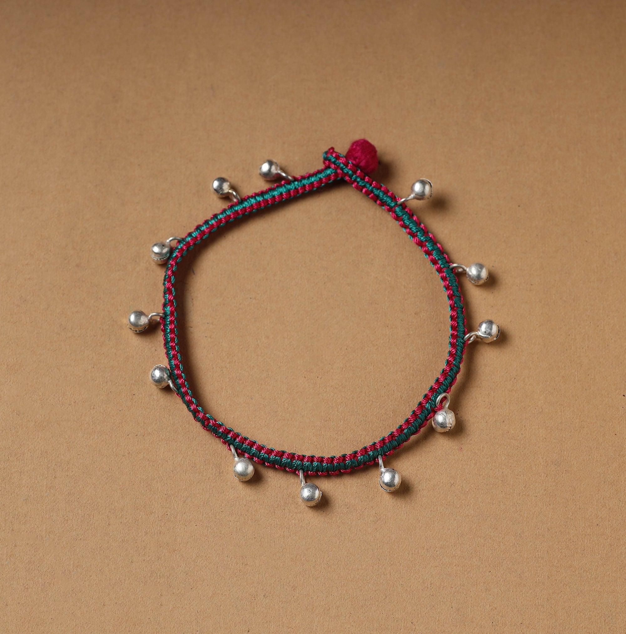 ITOKRI CRAFTS INITIATIVE Handcrafted Patwa Thread & Ghungroo Work Anklet 94