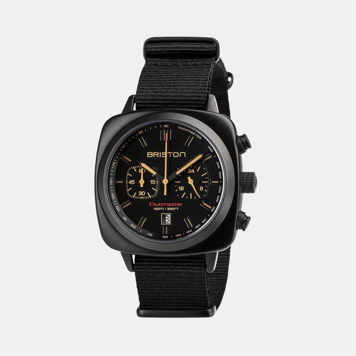 Briston Clubmaster Sport Men Quartz Matt Black Dial Chronograph Nato Watch 18142.PBAM.BS.4.NB