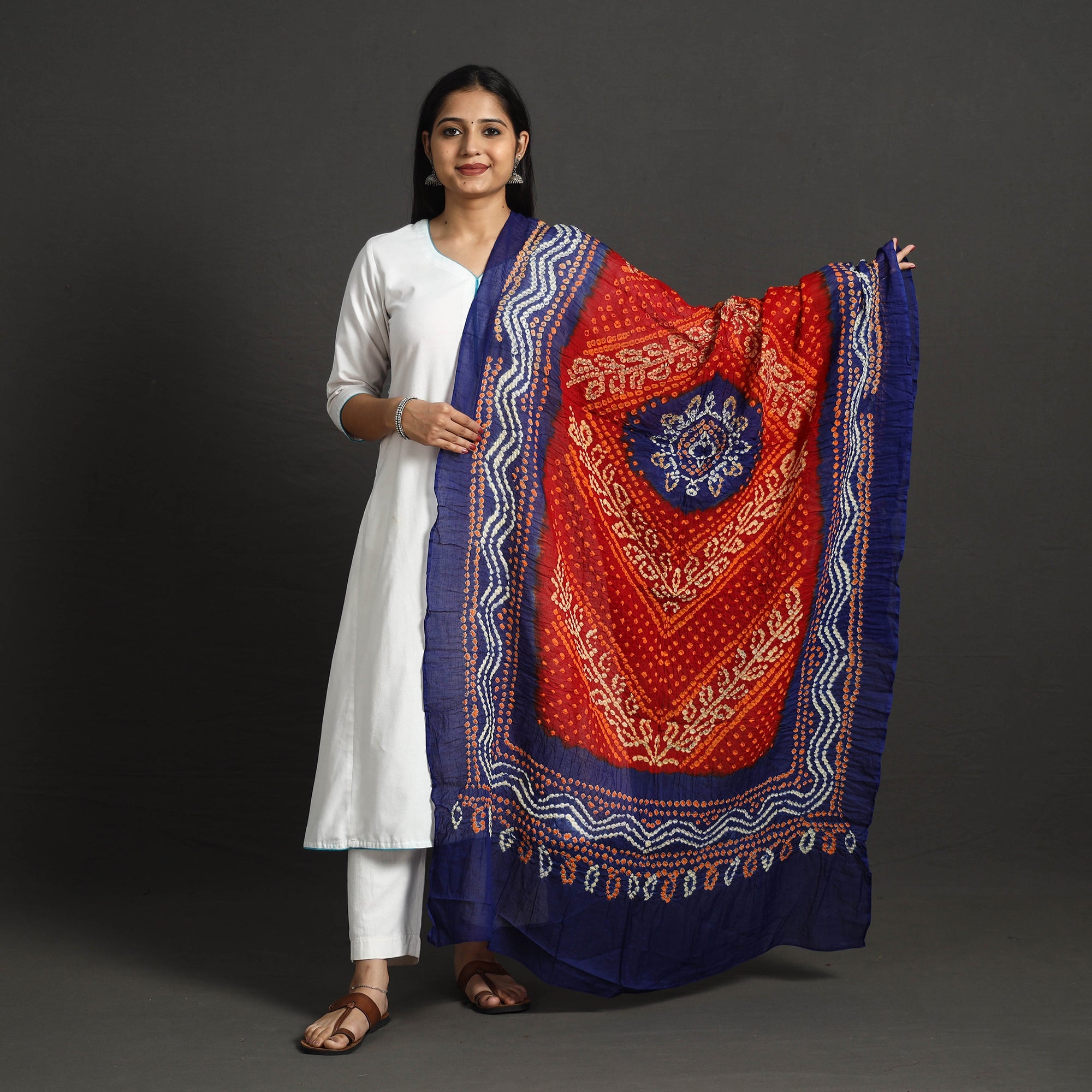 KACHCHH JI CHHAAP Kutch Tie-Dye Cotton Bandhani Dupatta 14