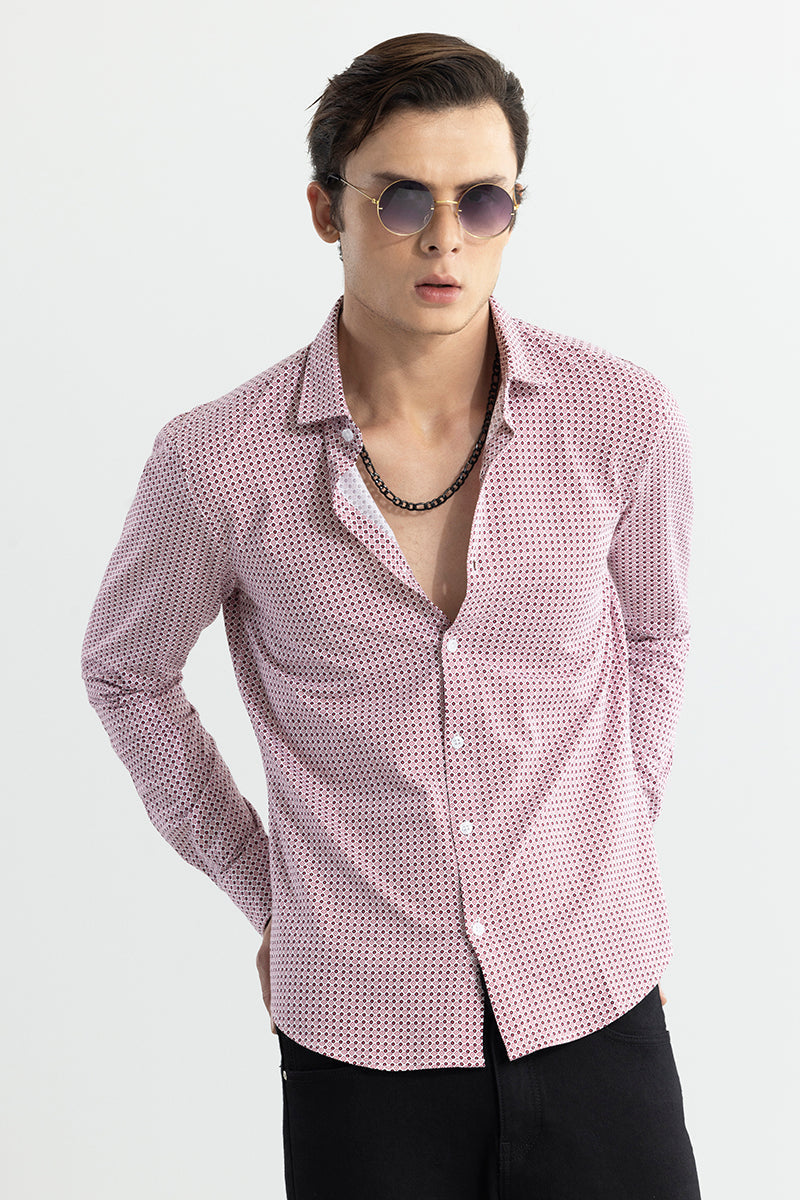 SNITCH EasyFlex Self Design Pink Shirt