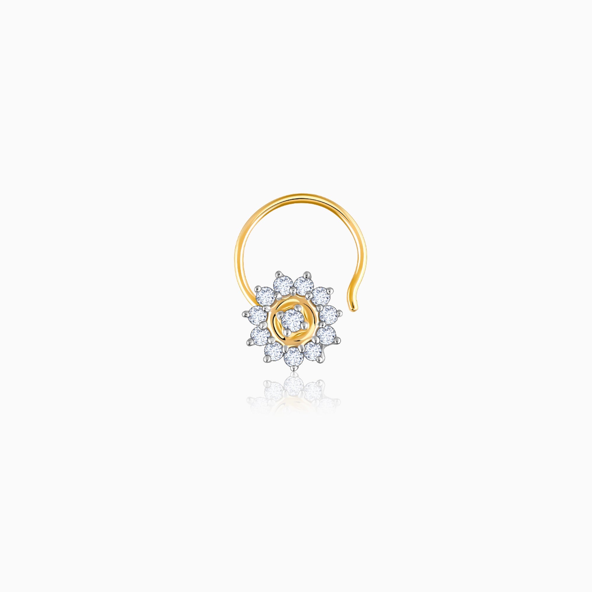 GIVA Jewellery Gold Mystical Aura Diamond Nose Pin