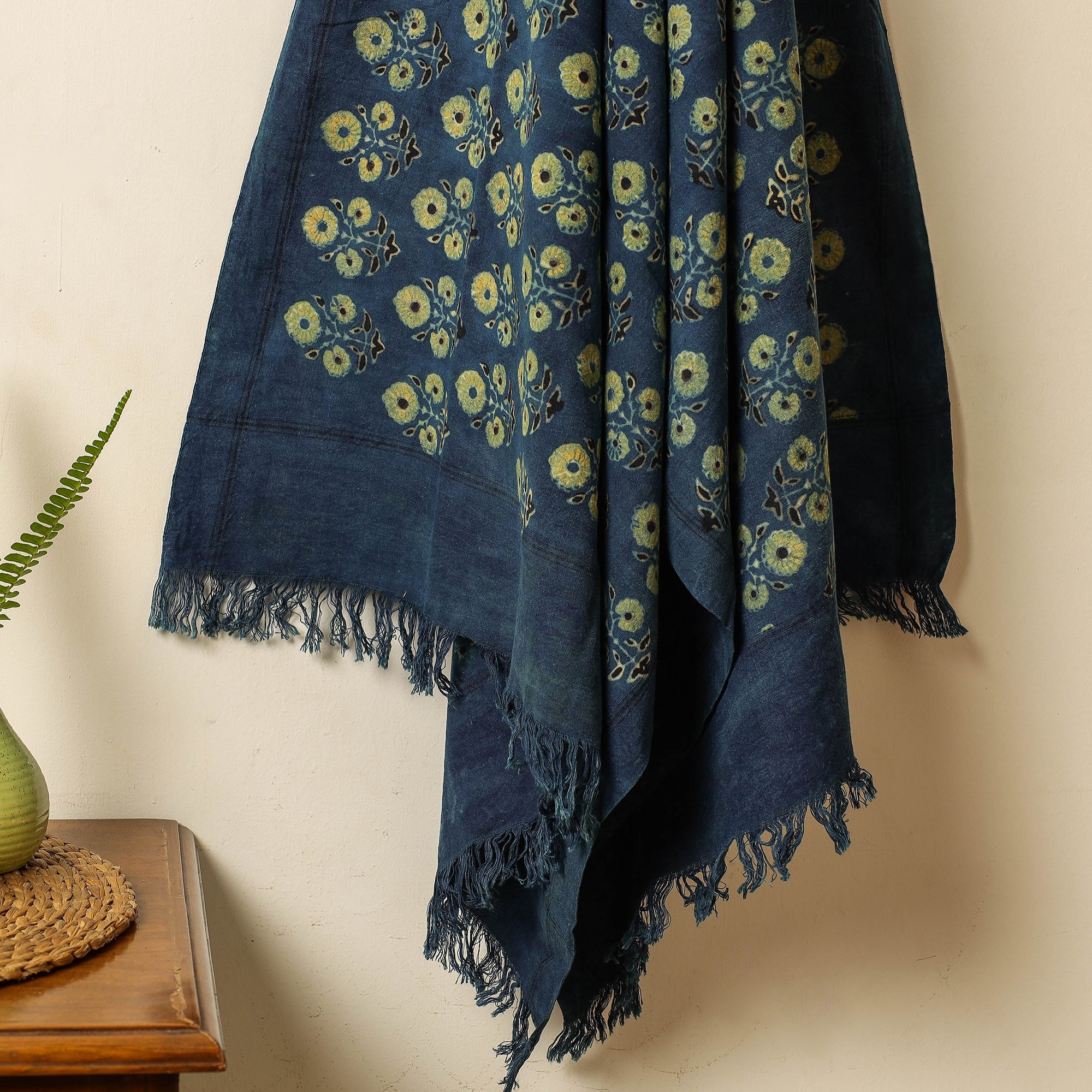KACHCHH JI CHHAAP Blue - Block Print Cotton Ajrakh Handloom Towel - view 2