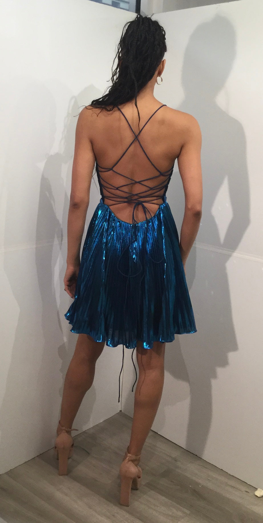 Metallic Short Sleeveless A-line Dress by Jovani 40350 - view 7