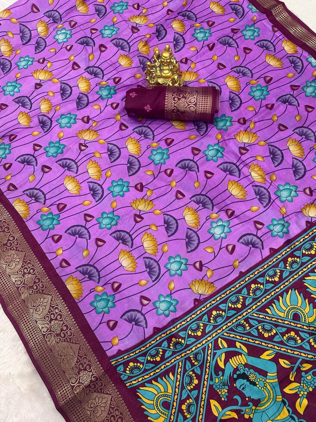 Shubh Glowing Lavender Digital Printed Dola Silk Saree With Incredible Blouse Piece - view 2