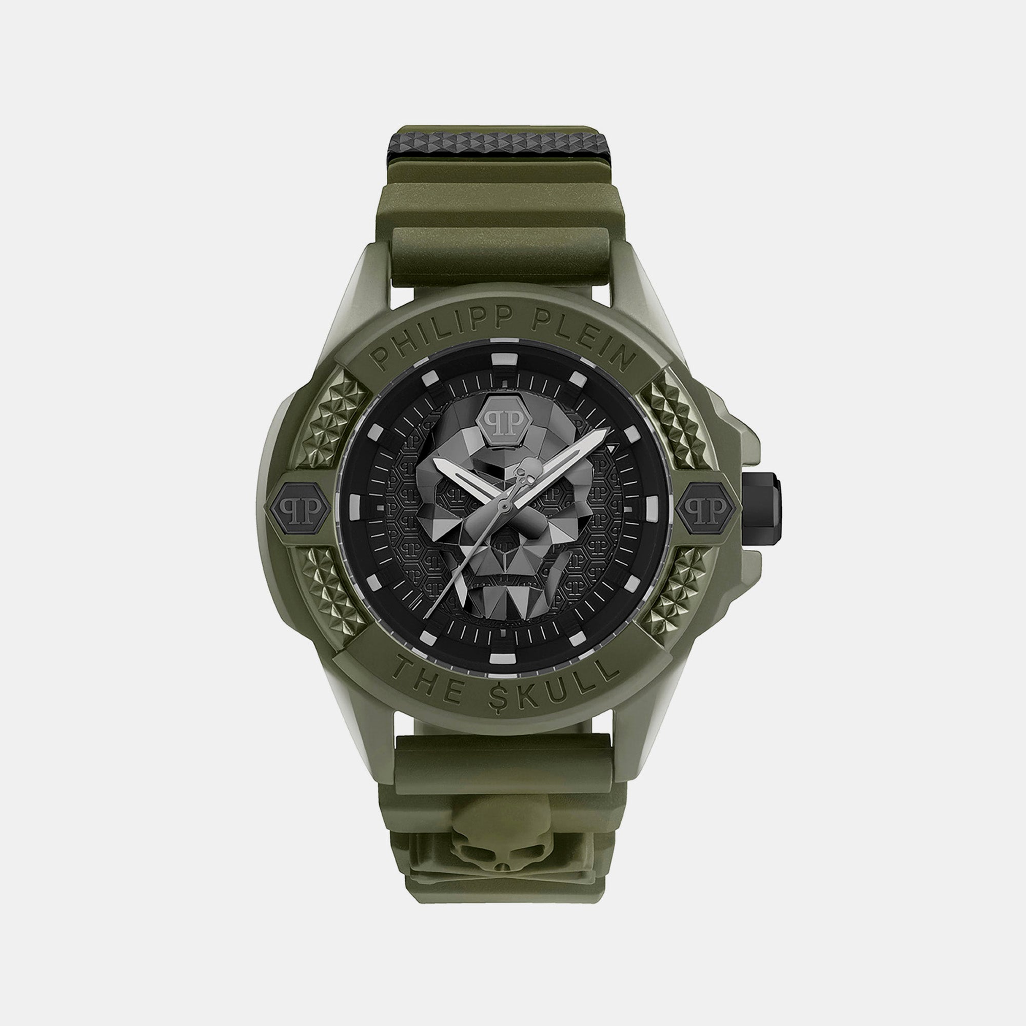 Philipp Plein $kull Men Quartz Black Dial Analog Silicone Watch PWUBA0423