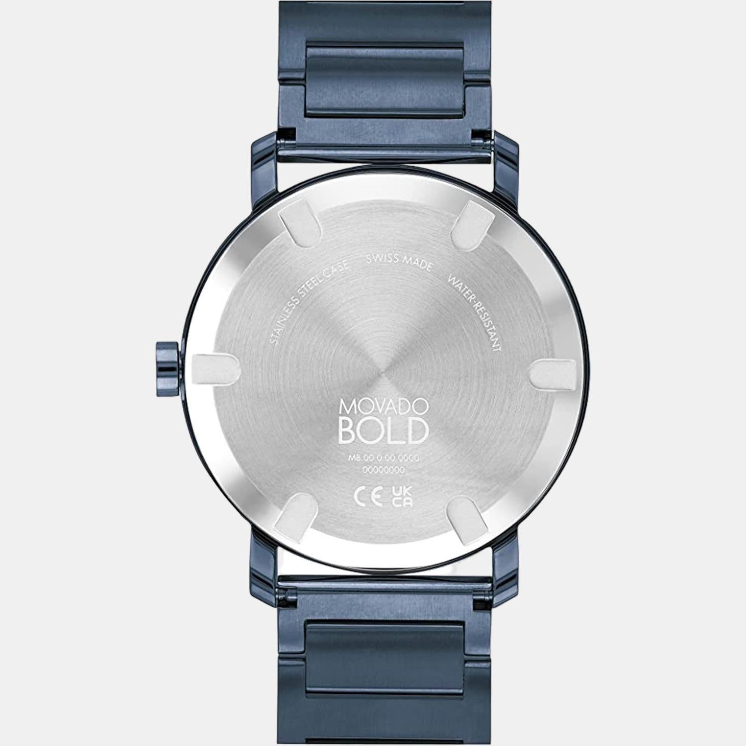 Movado Bold Evolution Men Quartz Blue Dial Analog Stainless Steel Watch 3600797 - view 2