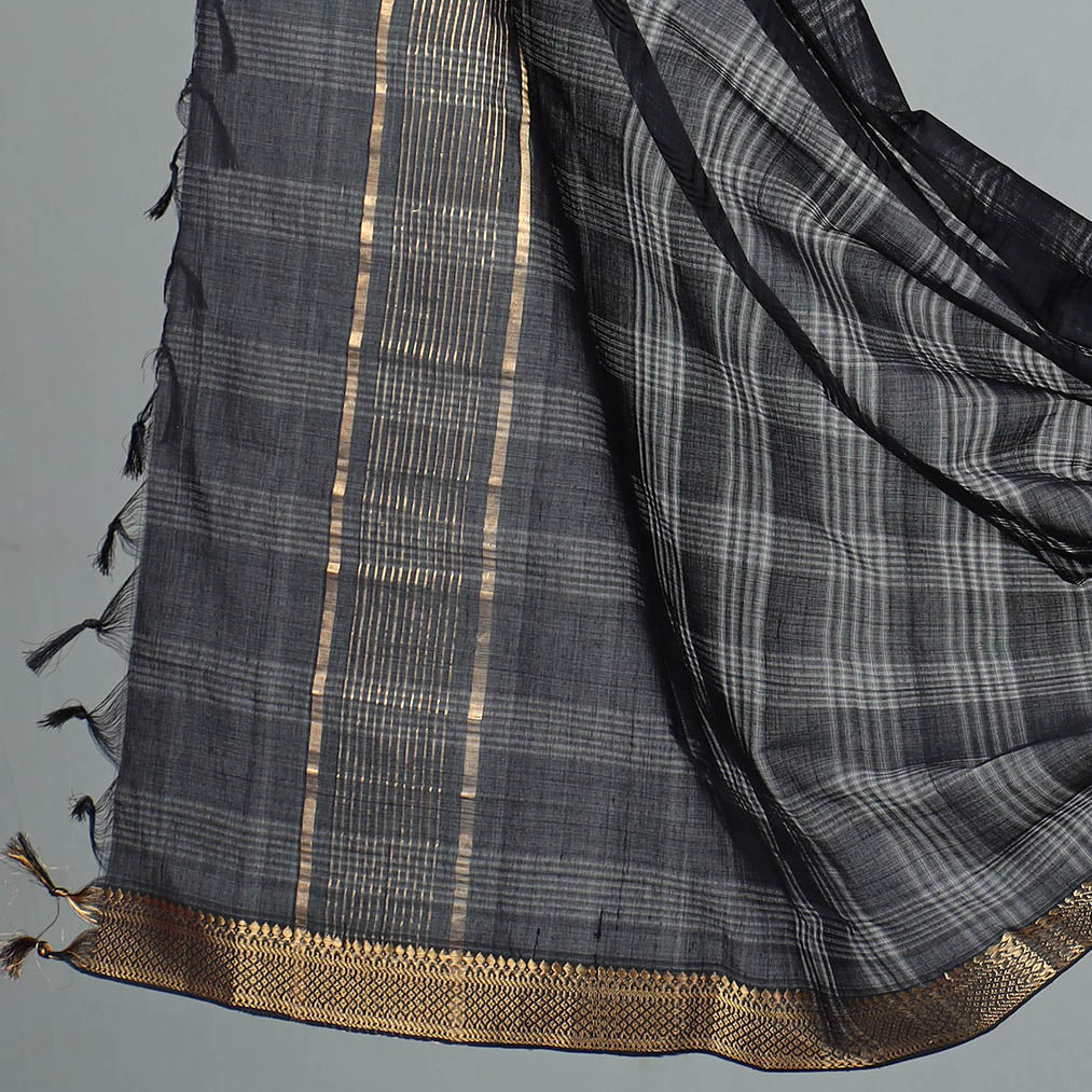 SOUTH KARGHA Black - 3pc Handloom Cotton Mangalagiri Dress Material 29 - view 4