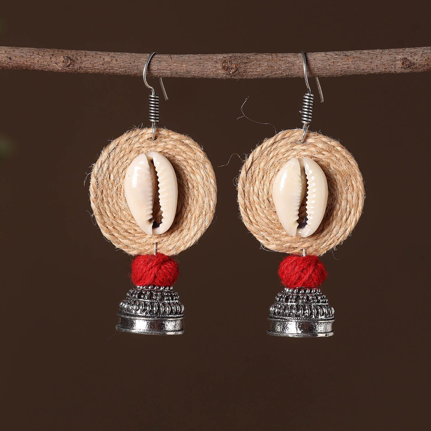 JALPARI Afiya German Silver Jute Jhumki Earrings - view 2