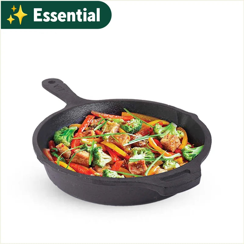 The Indus Valley CASTrong Cast Iron Fry Pan, Pre-seasoned, Nonstick, 100% Pure, Toxin-free, Induction, 25cm, 1.6L, 2.4kg