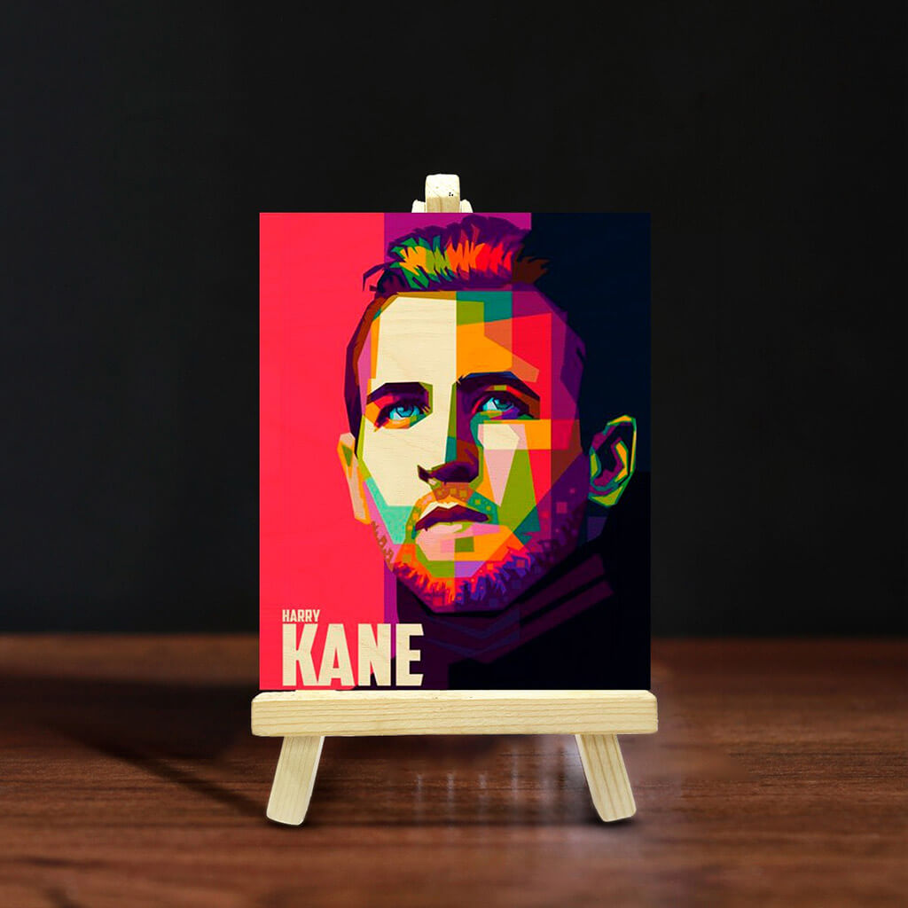 Bigsmall_cc Harry Kane Wooden Print With Easel Stand