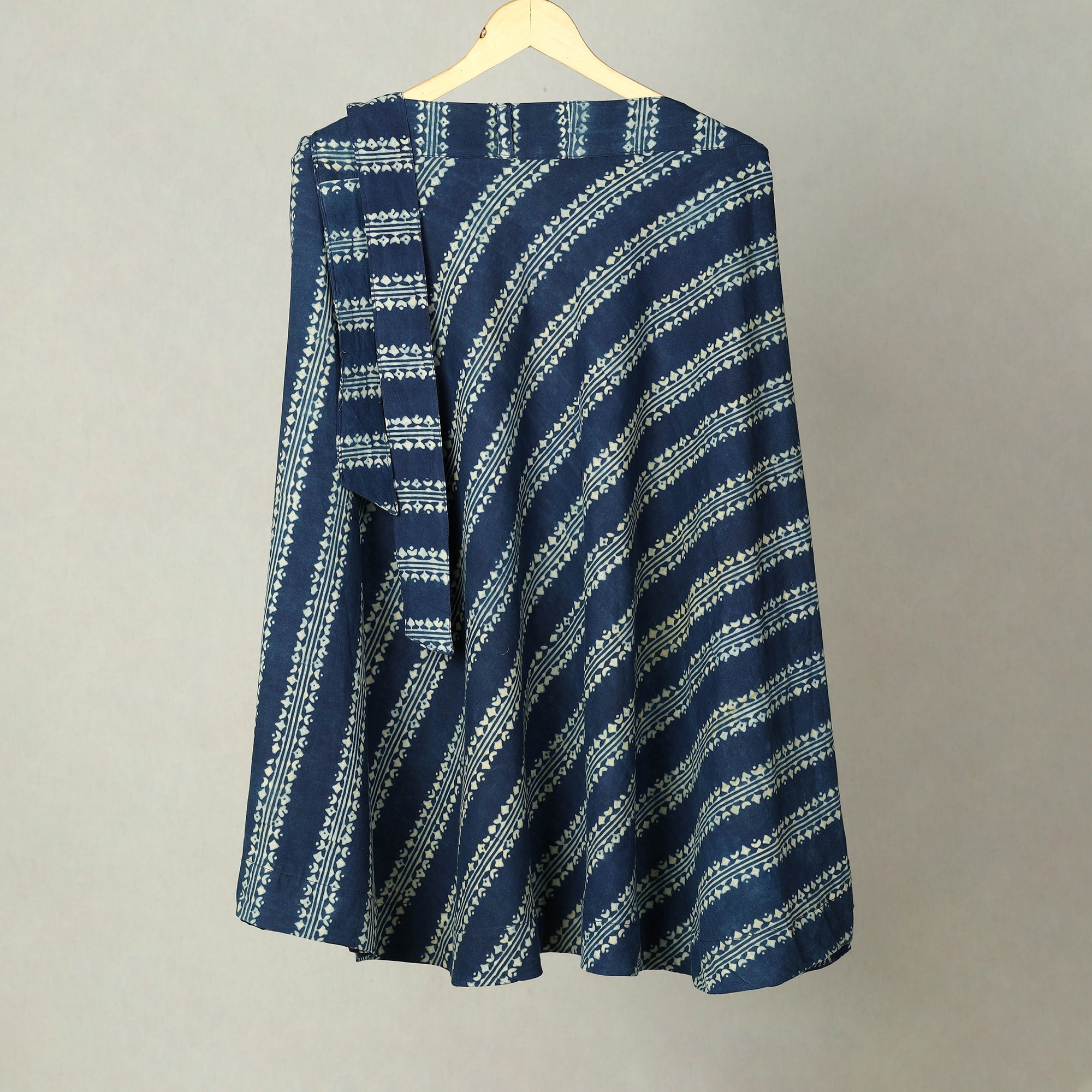 NOORI BAZAR Blue - Block Print Cotton Wrap Around Ajrakh Skirt 06
