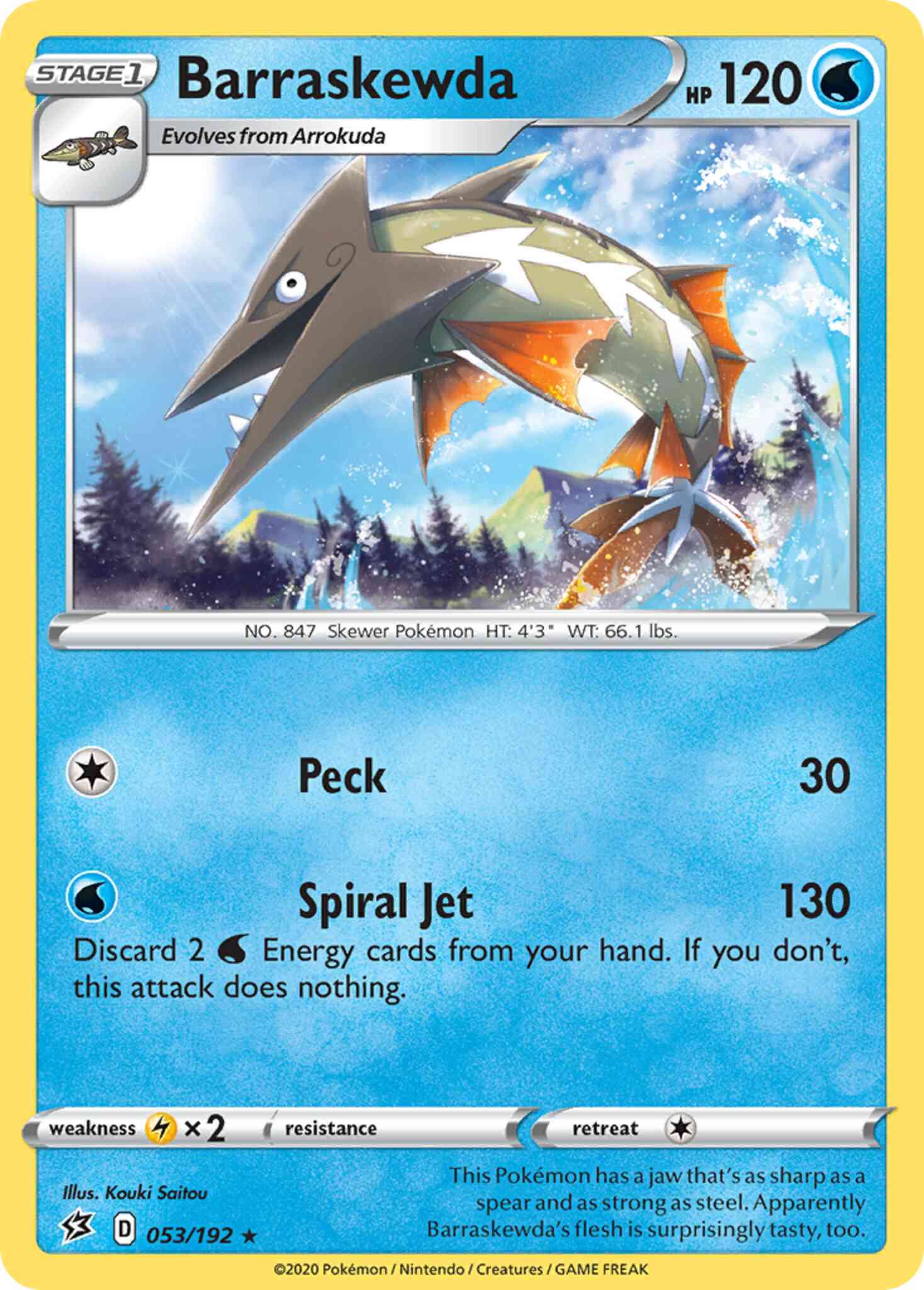 Rare swsh2-053 non-holo – Pokémon Barraskewda - 053/192 - Rare [swsh2-053] [Non-Holo]
