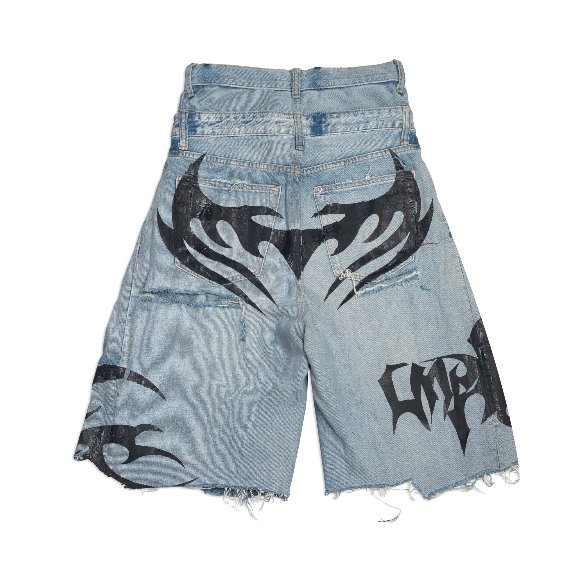 Unreborn Project Nu Metal Denim Jorts Double Belt Blue - view 2