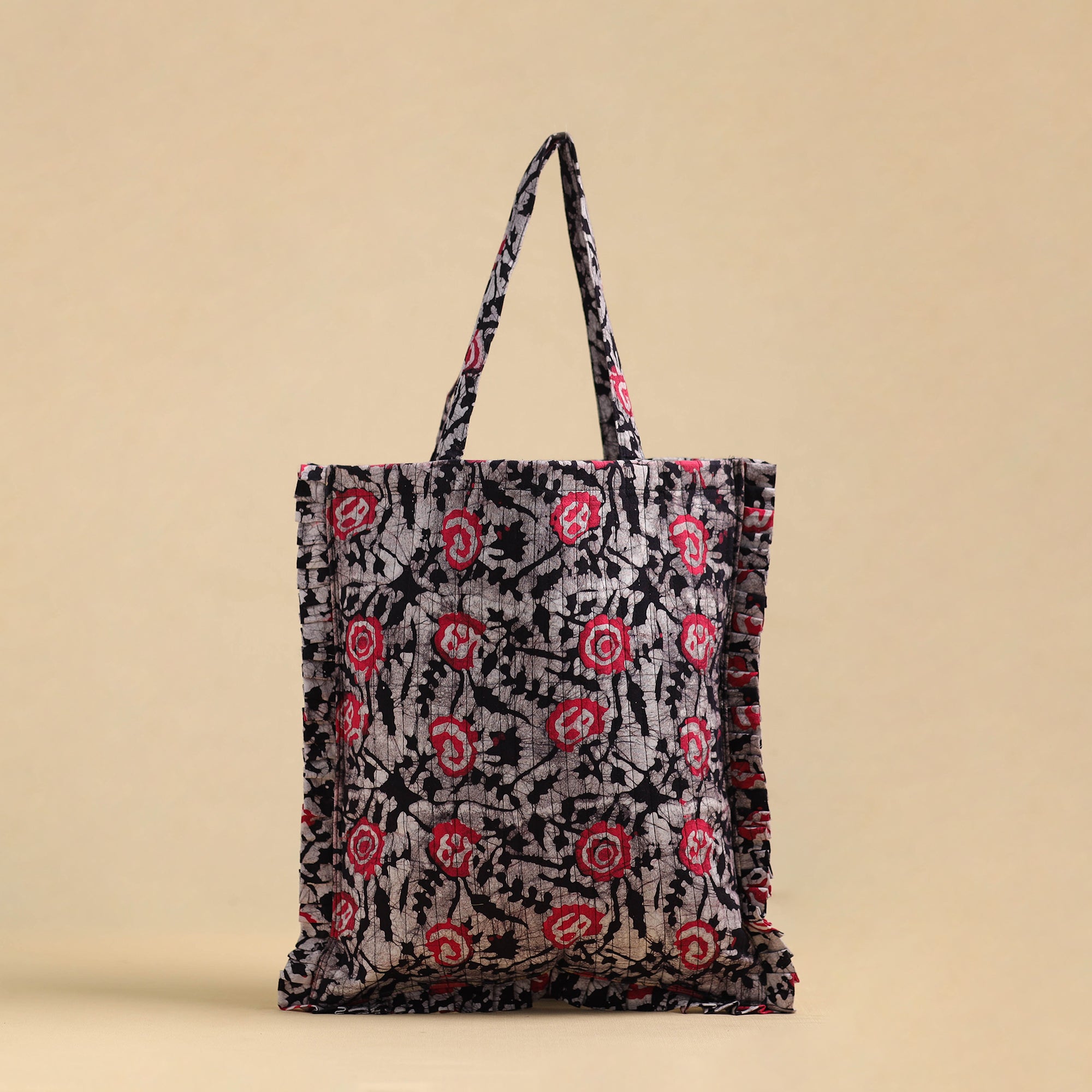 NOORI BAZAR Black - Handcrafted Cotton Frill Jhola Bag 06