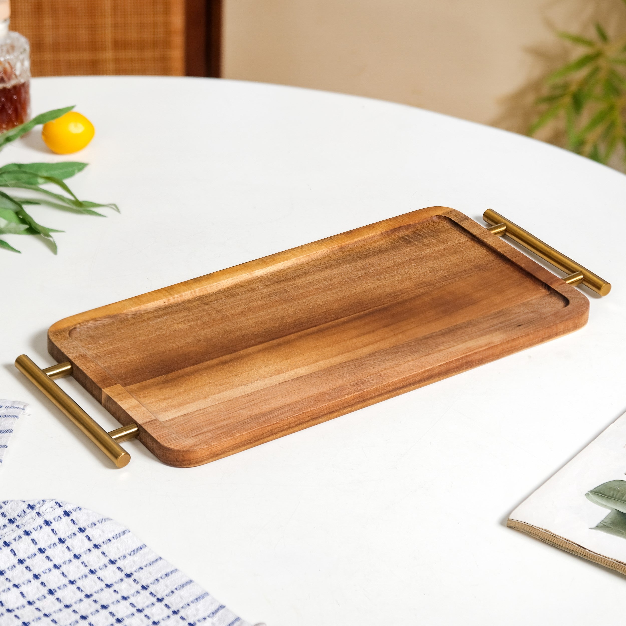 Nestasia Acacia Wood Flat Serving Tray With Handles - view 2