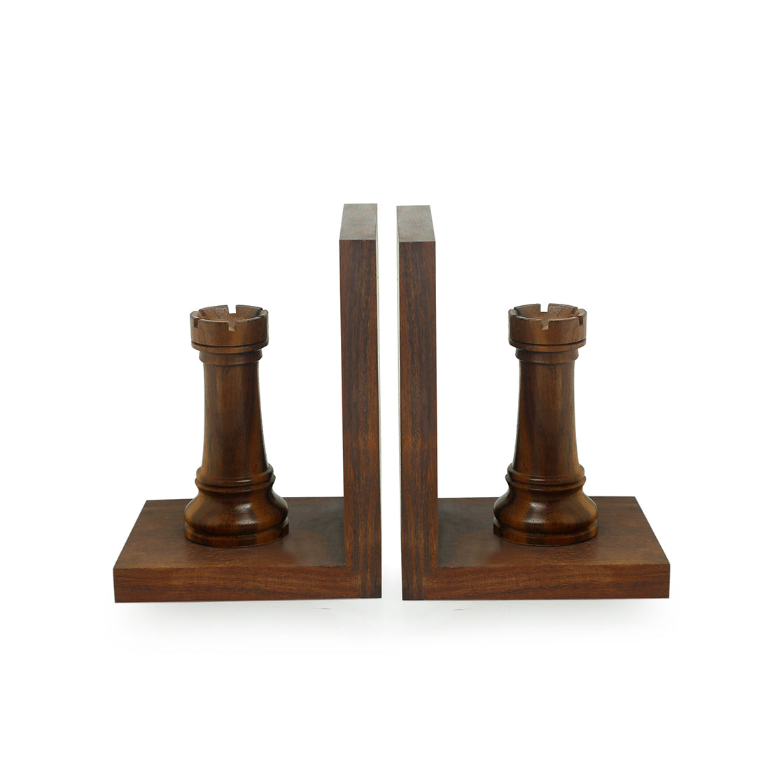 EXCLUSIVELANE 'Chess Rook' Hand Carved Book Sheesham Bookend - view 3