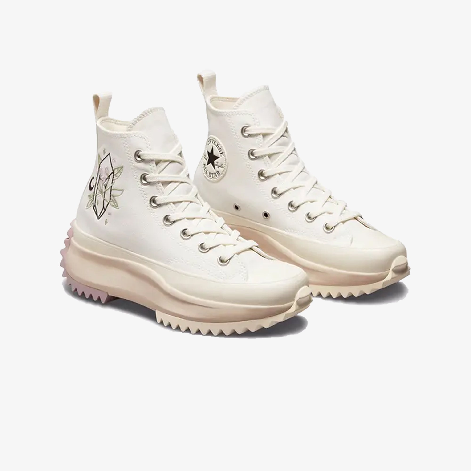 Converse | RUN STAR HIKE PLATFORM EMBROIDERED CRYSTALS { VINTAGE WHITE