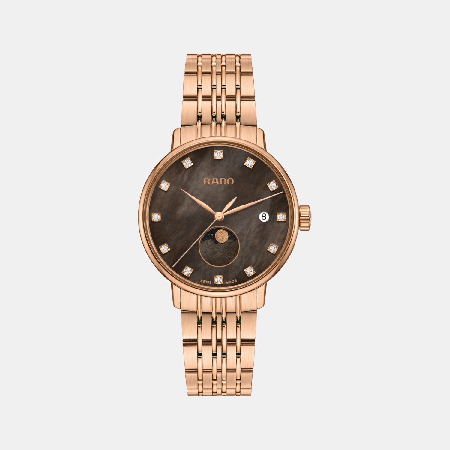 Rado Coupole Women Quartz Brown Dial Analog Stainless Steel Watch R22885903