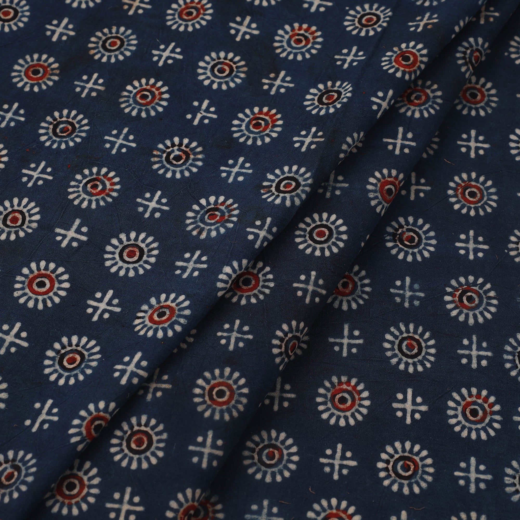 KACHCHH JI CHHAAP Blue - Block Print Cotton Natural Dyed Ajrakh Fabric 32 - view 2