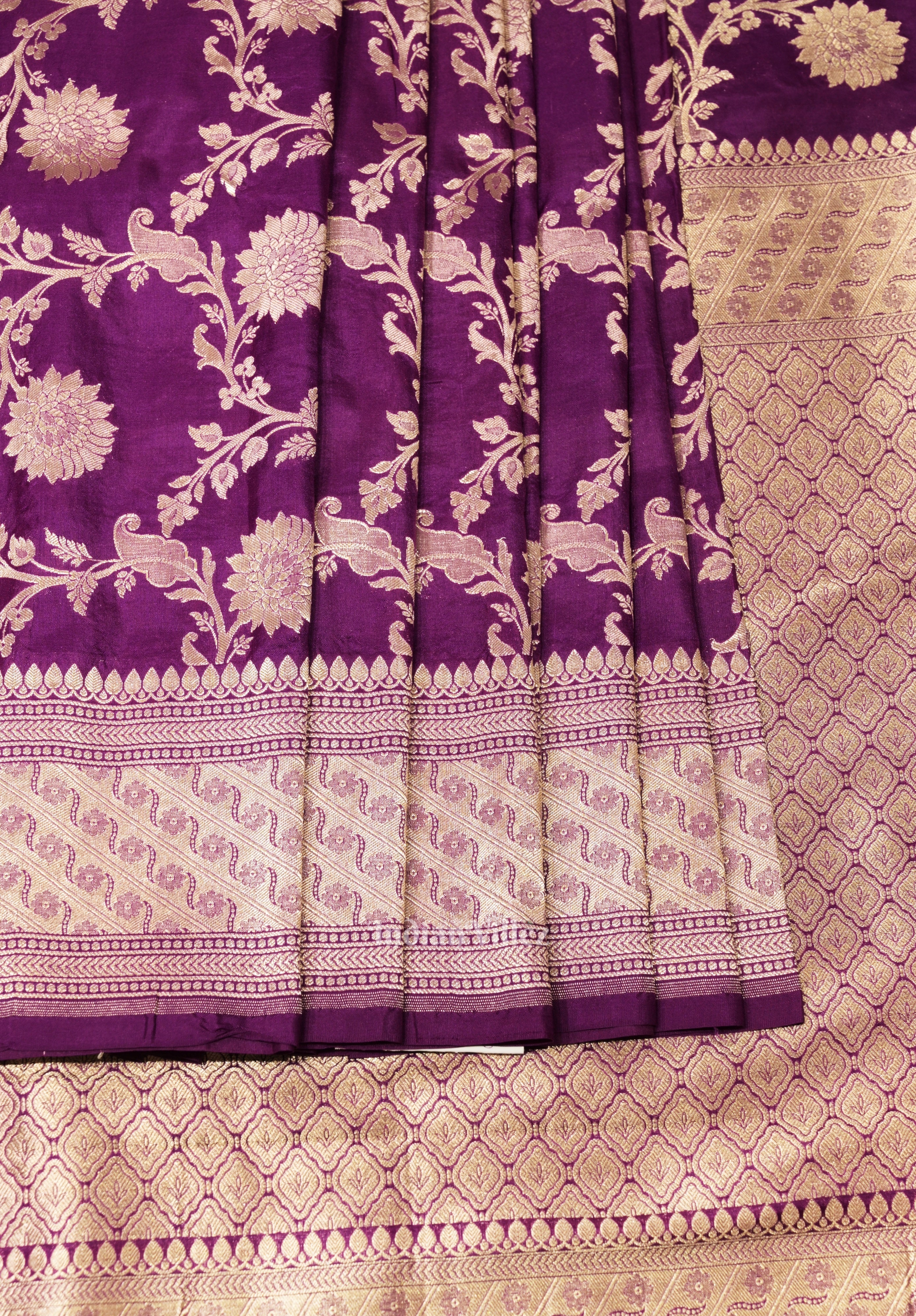 IndianVillèz Purple Meenakari Banarasi Katan Silk Saree