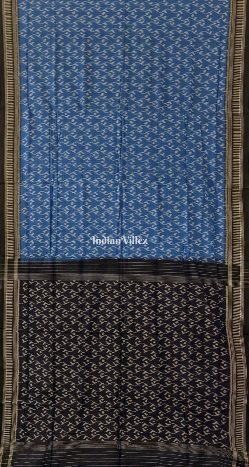 IndianVillèz Sky Blue Maniabandha Odisha Ikat Cotton Saree