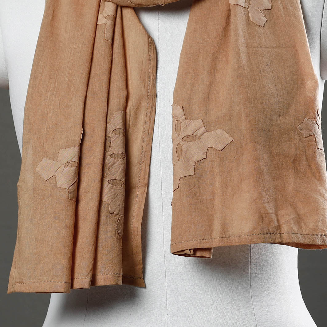 SHADES OF MARUDHARA Brown - Barmer Applique Cutwork Cotton Stole - view 2