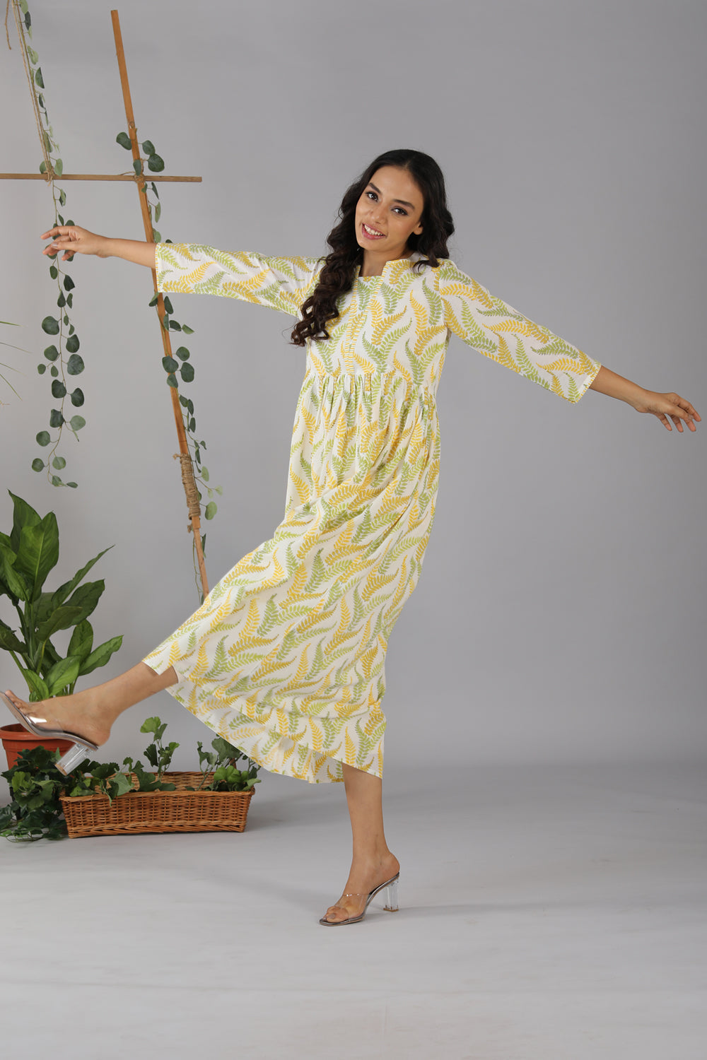 Kalanjali Ethnics Gathered cotton handblock printed kurti