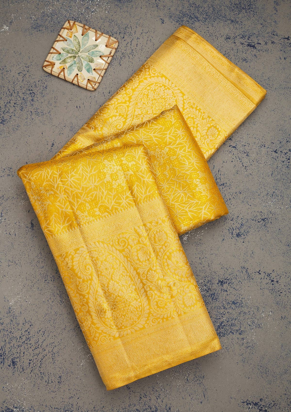 Koskii Yellow Zariwork Pure Silk Saree – Women's