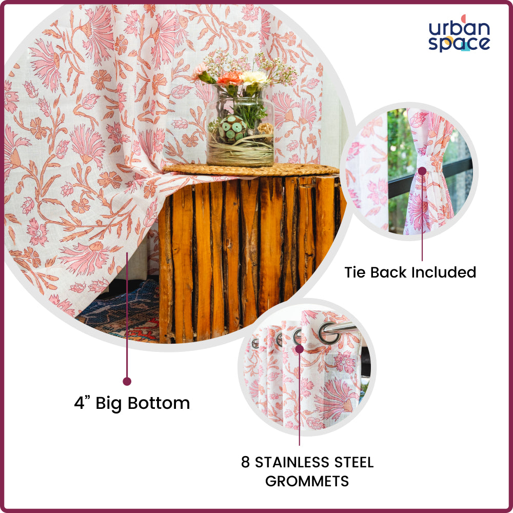 Urban Space -Home Furnishing Store Printed Sheer Linen Curtains, Light Filtering, Pack of 2 Curtains - Zizy - view 6