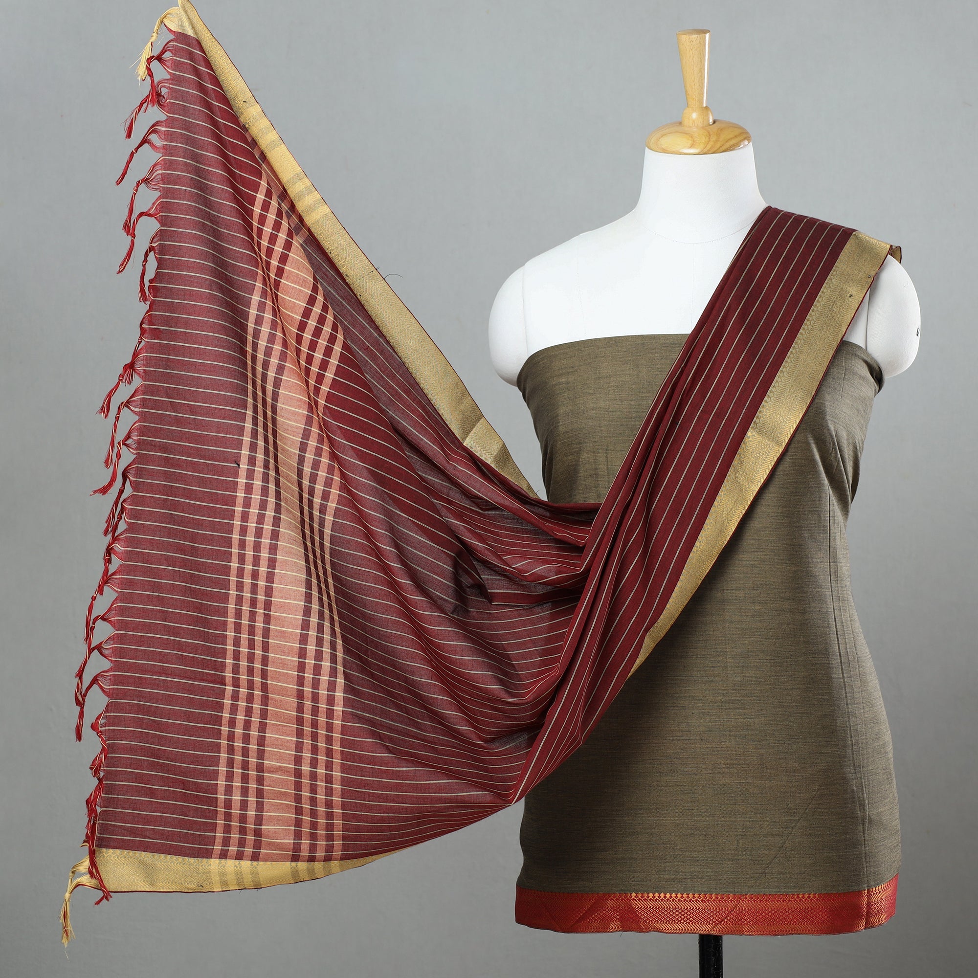 SOUTH KARGHA Brown - 3pc Cotton Dharwad Dress Material 11