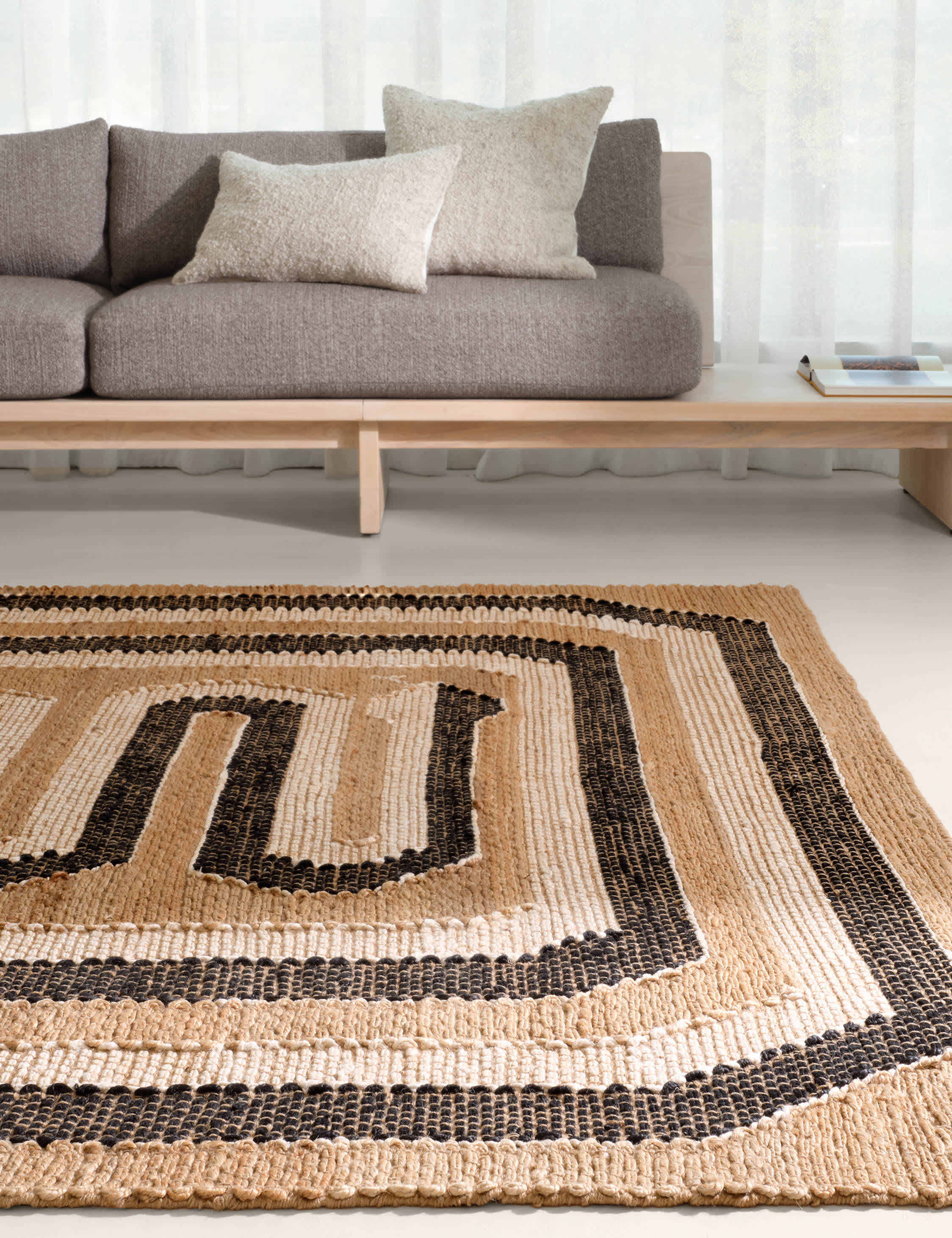 Lulu and Georgia Bushra Handwoven Jute Rug – Tan and Beige - view 3