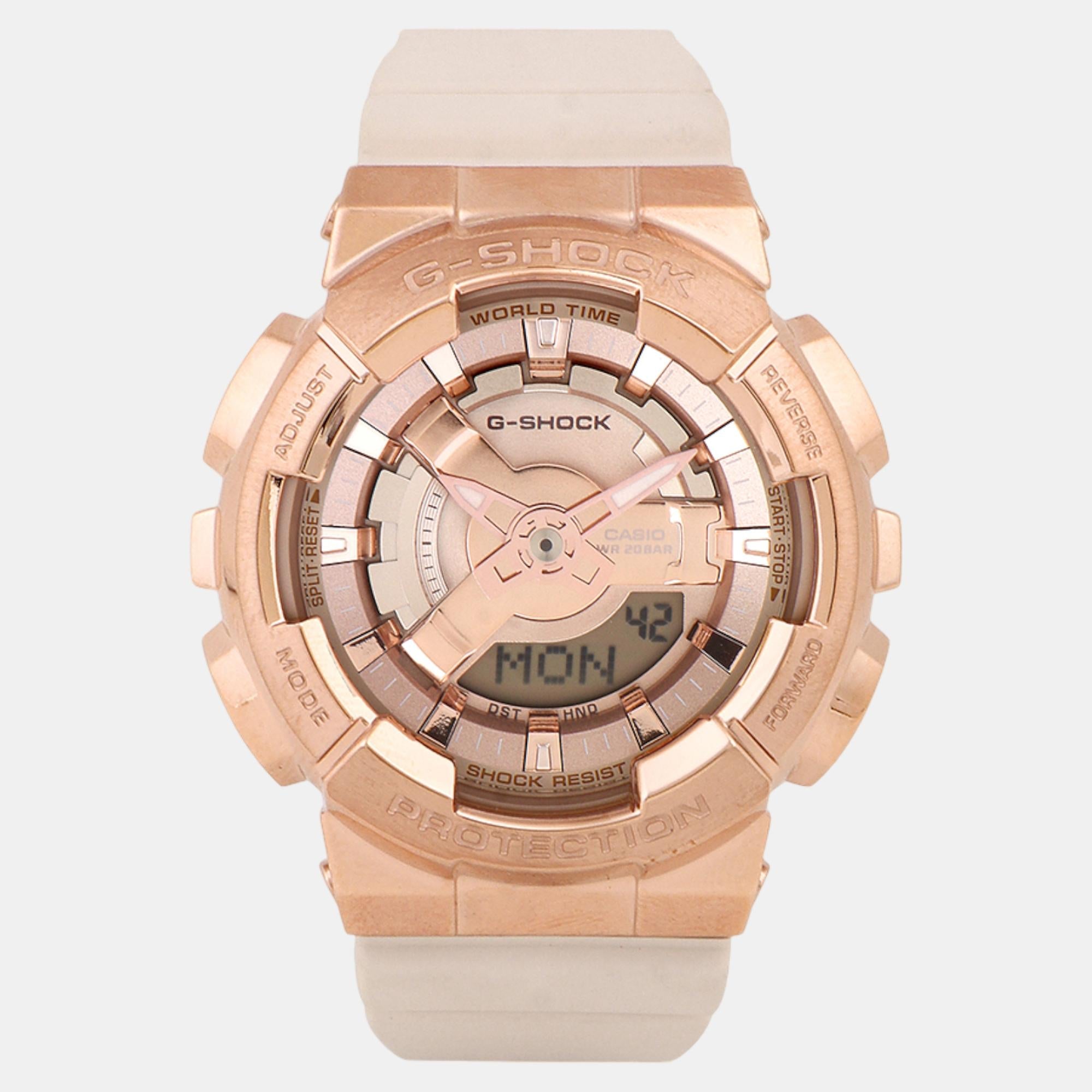 Casio G-Shock Women Quartz Rose Gold Dial Analog-Digital Resin Watch G1462